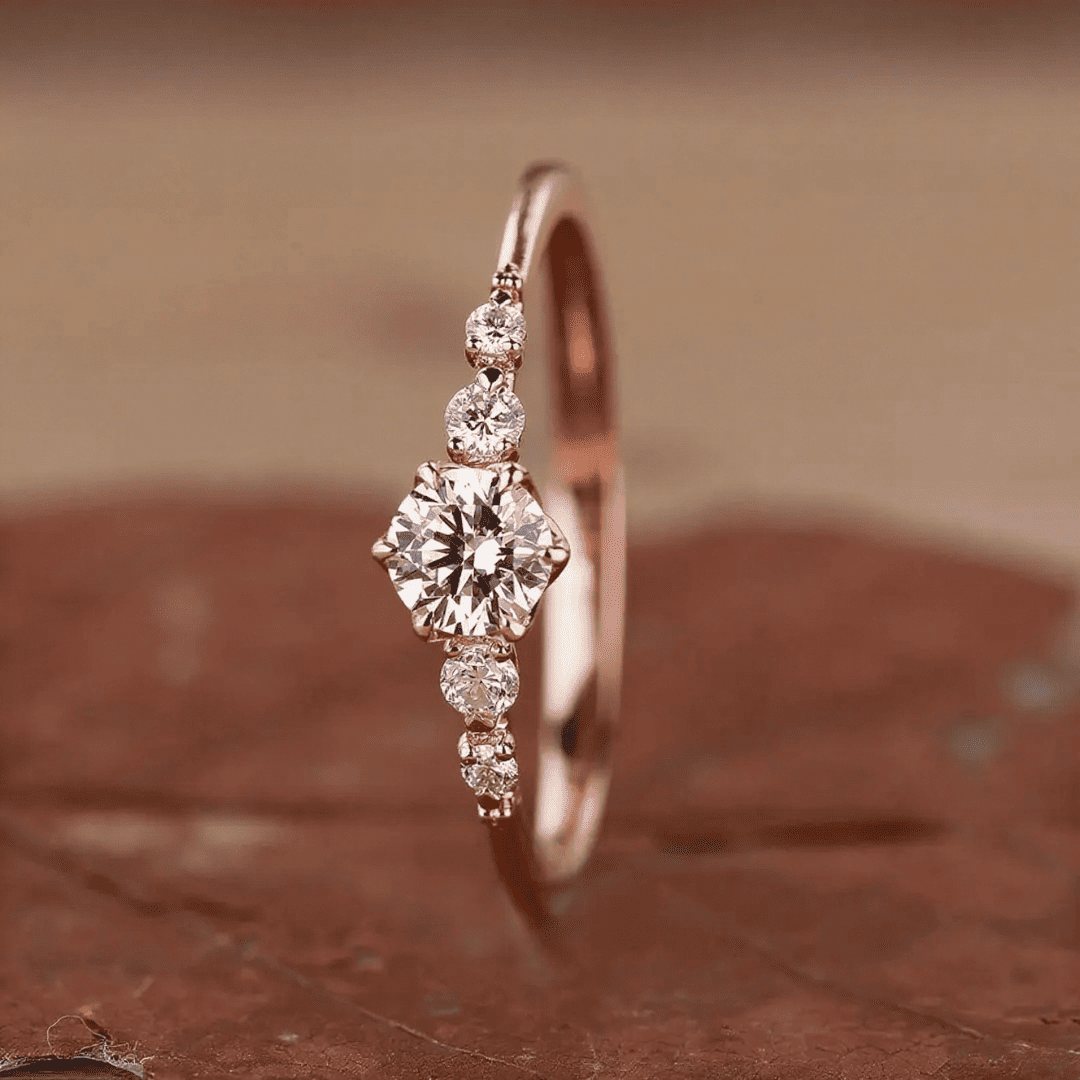 0.68CT Round Cut VVS Moissanite S925 Silver Engagement Ring