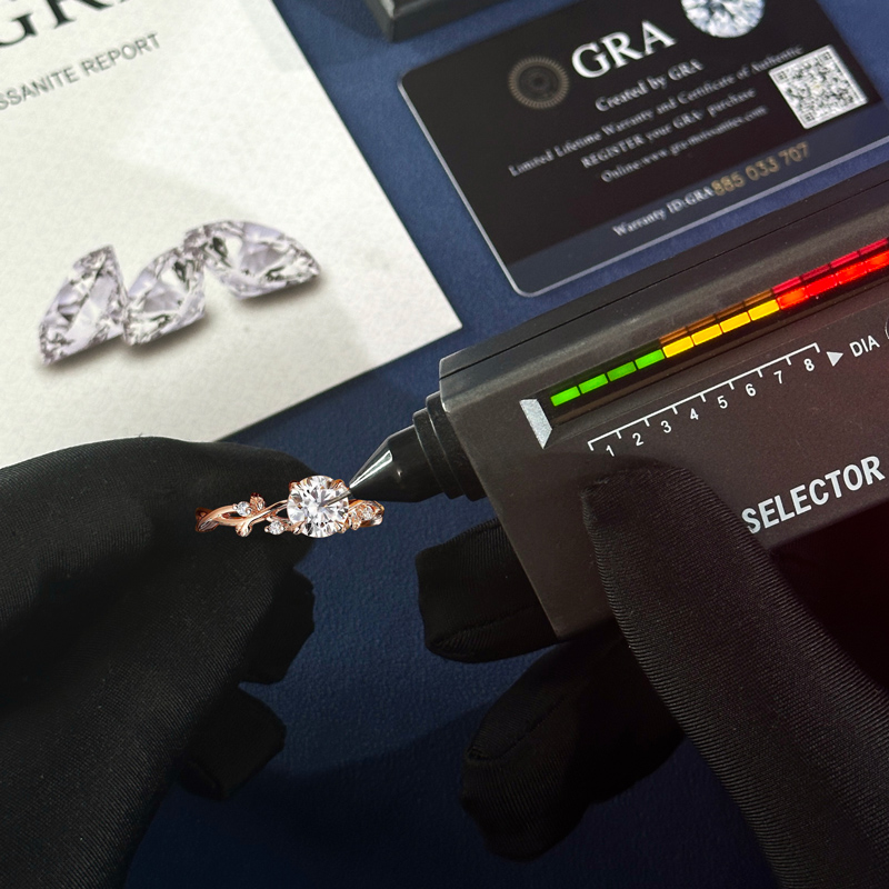 2.04CT Round Cut VVS Moissanite S925 Silver Engagement Ring