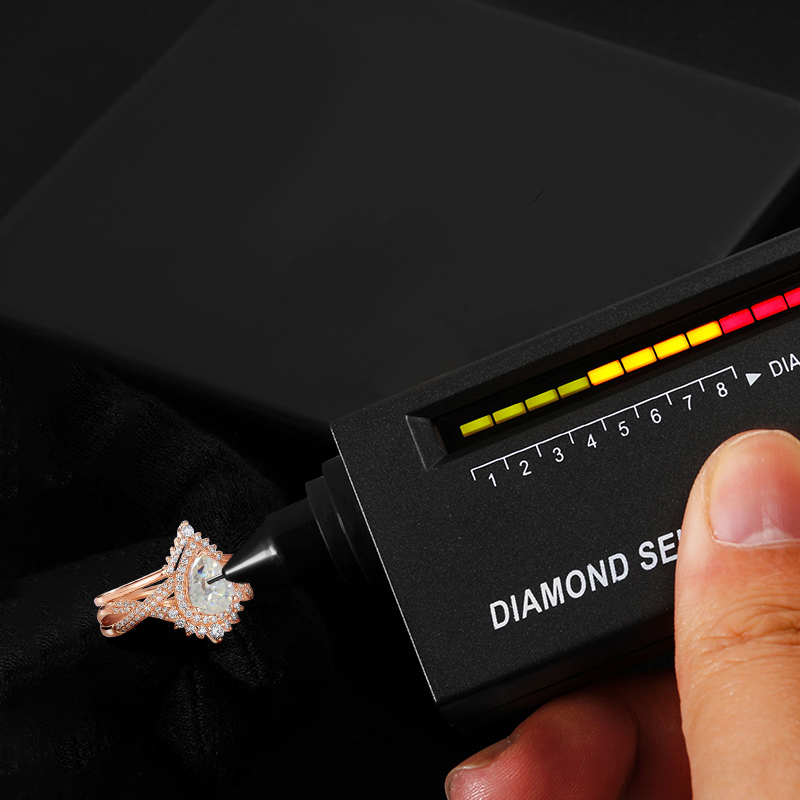 3.67CT Pear & Round Cut VVS Moissanite S925 Silver Engagement Ring Set