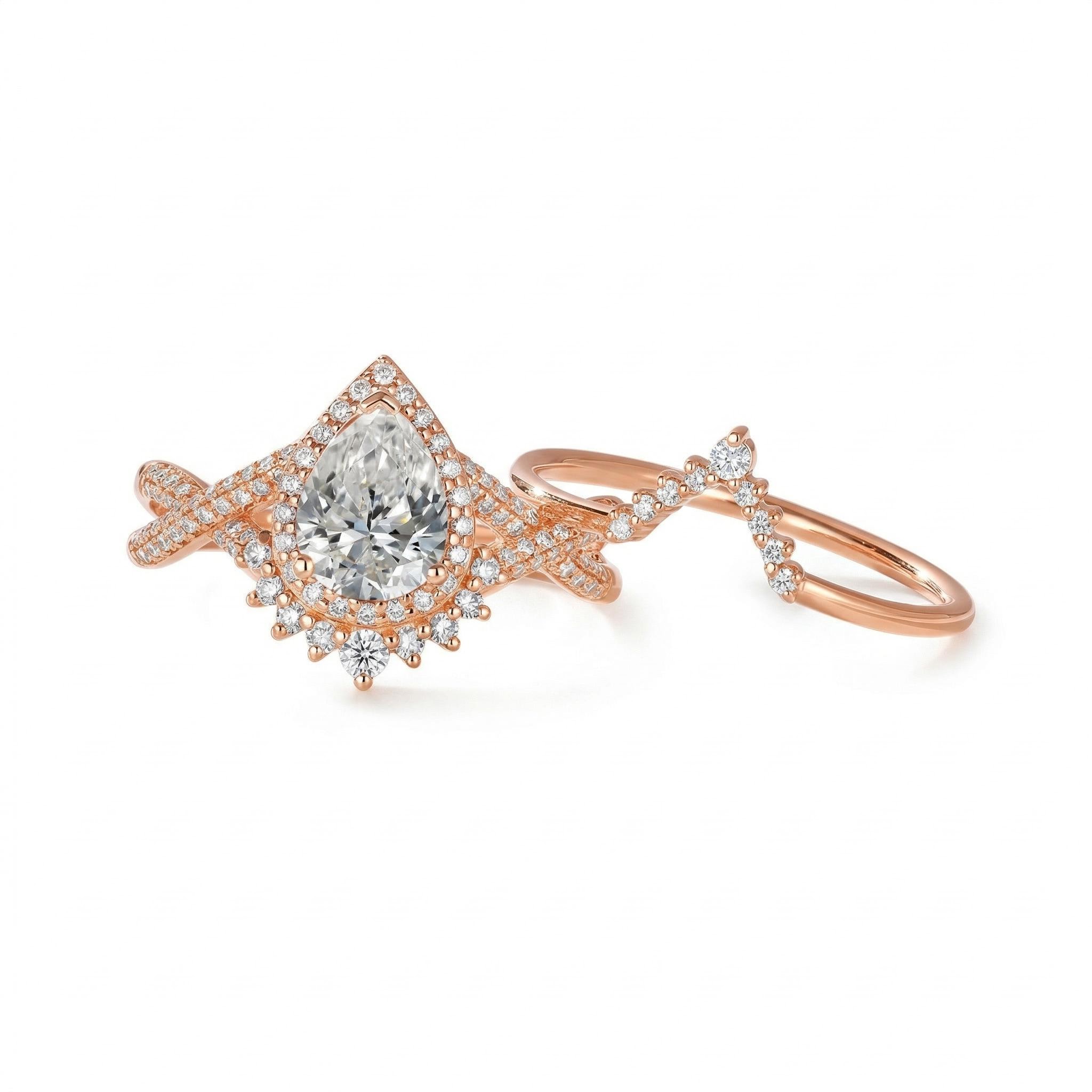 3.67CT Pear & Round Cut VVS Moissanite S925 Silver Engagement Ring Set 3.67CT Pear & Round Cut VVS Moissanite S925 Silver Engagement Ring Set