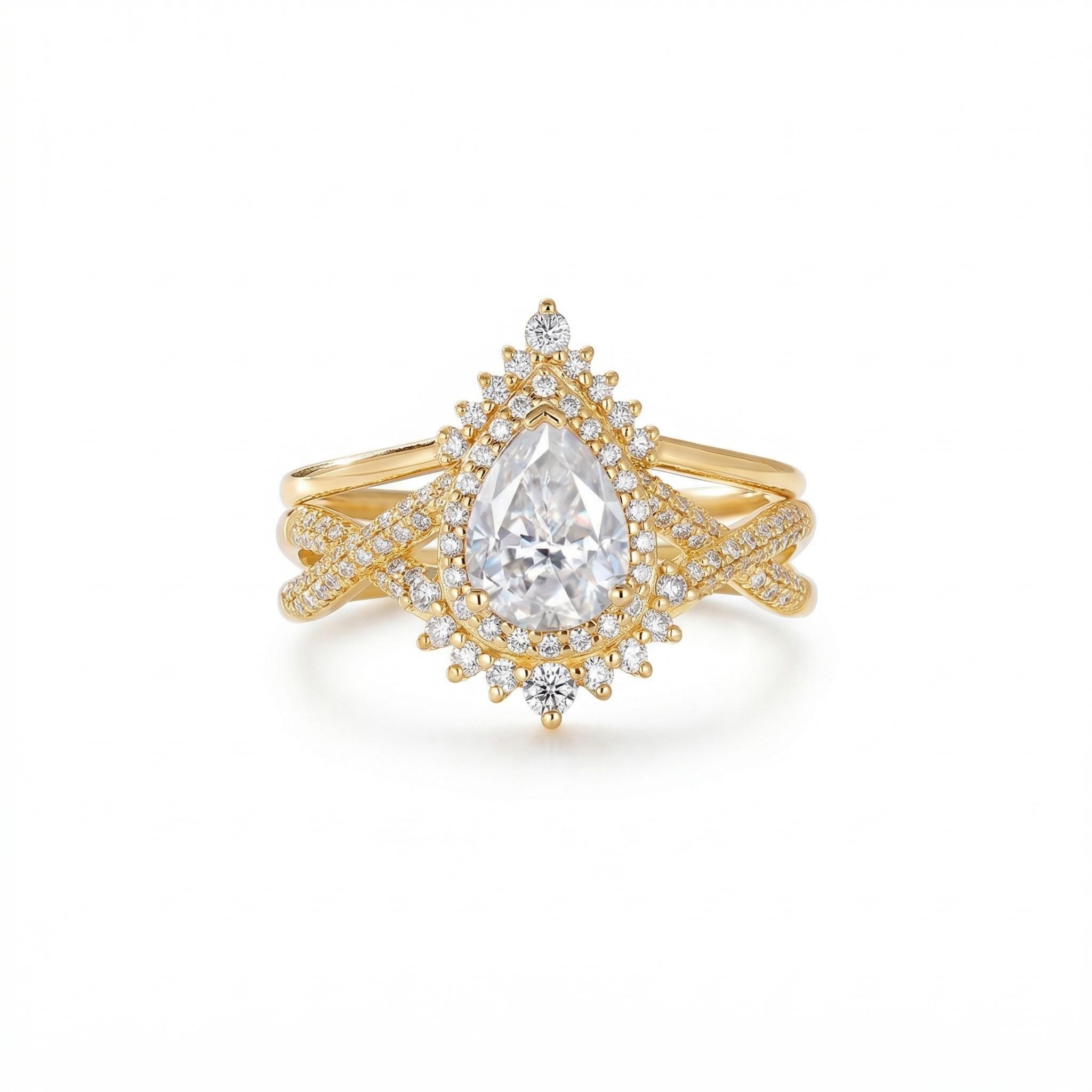 3.67CT Pear & Round Cut VVS Moissanite S925 Silver Engagement Ring Set 3.67CT Pear & Round Cut VVS Moissanite S925 Silver Engagement Ring Set