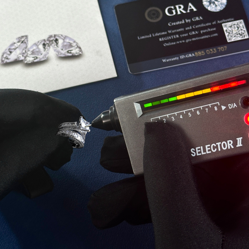 5.1CT Princess & Round Cut VVS Moissanite S925 Silver Engagement Ring Set