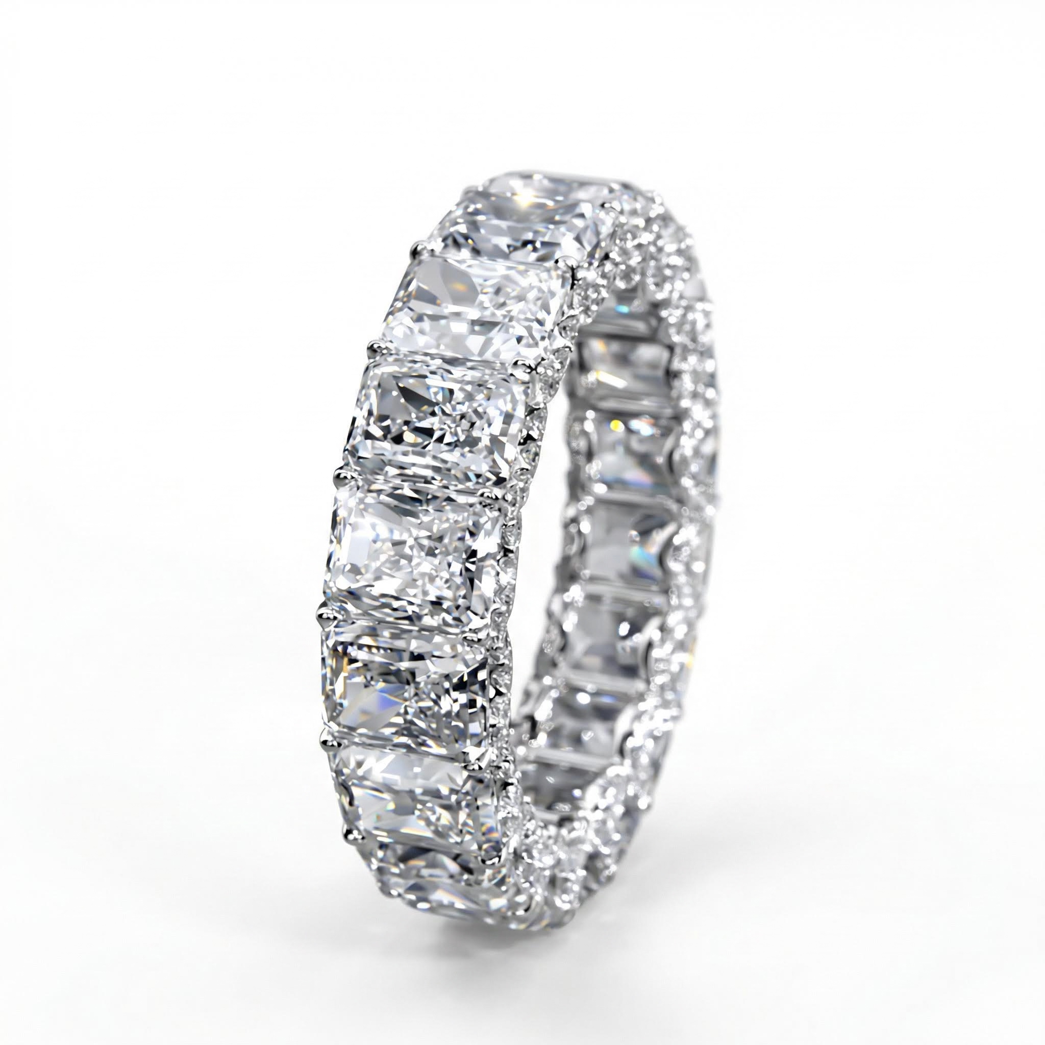 23.85CT Radiant Cut VVS Moissanite S925 Silver Engagement Ring Set