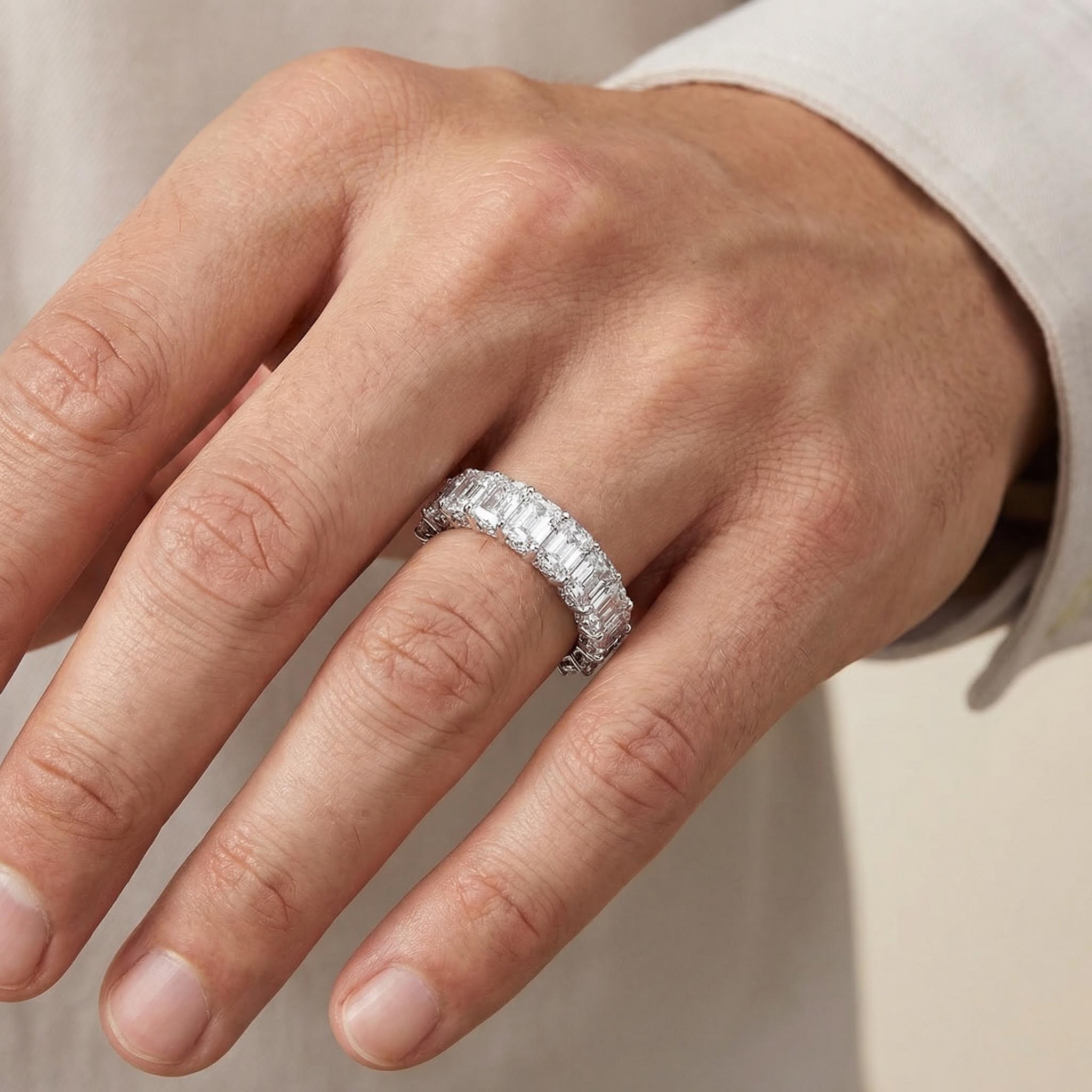 23.85CT Radiant Cut VVS Moissanite S925 Silver Engagement Ring Set