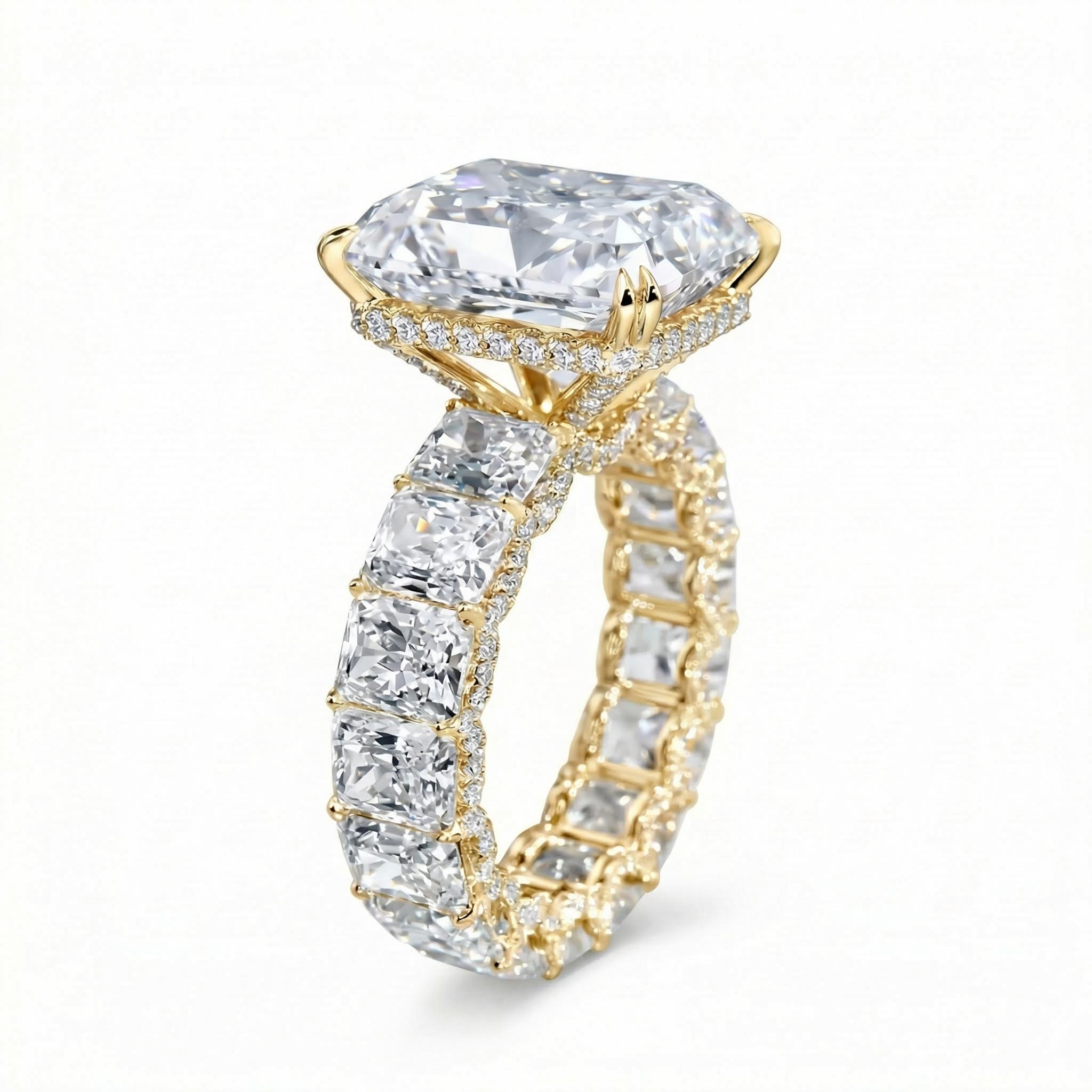 23.85CT Radiant Cut VVS Moissanite S925 Silver Engagement Ring Set