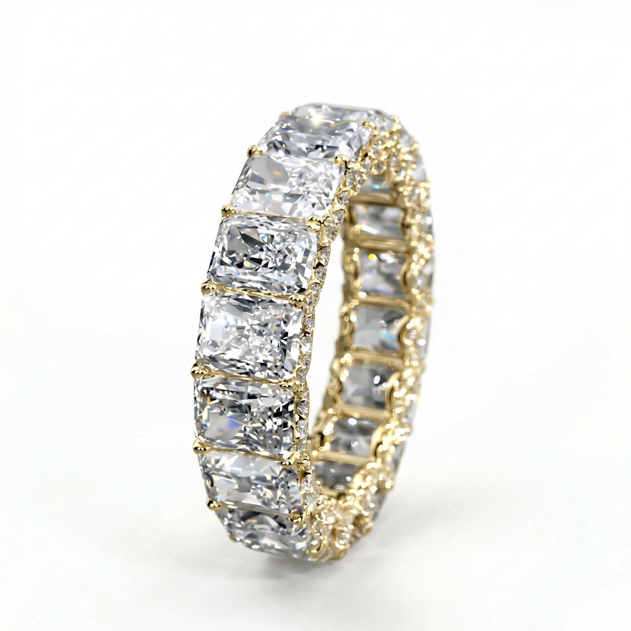 23.85CT Radiant Cut VVS Moissanite S925 Silver Engagement Ring Set