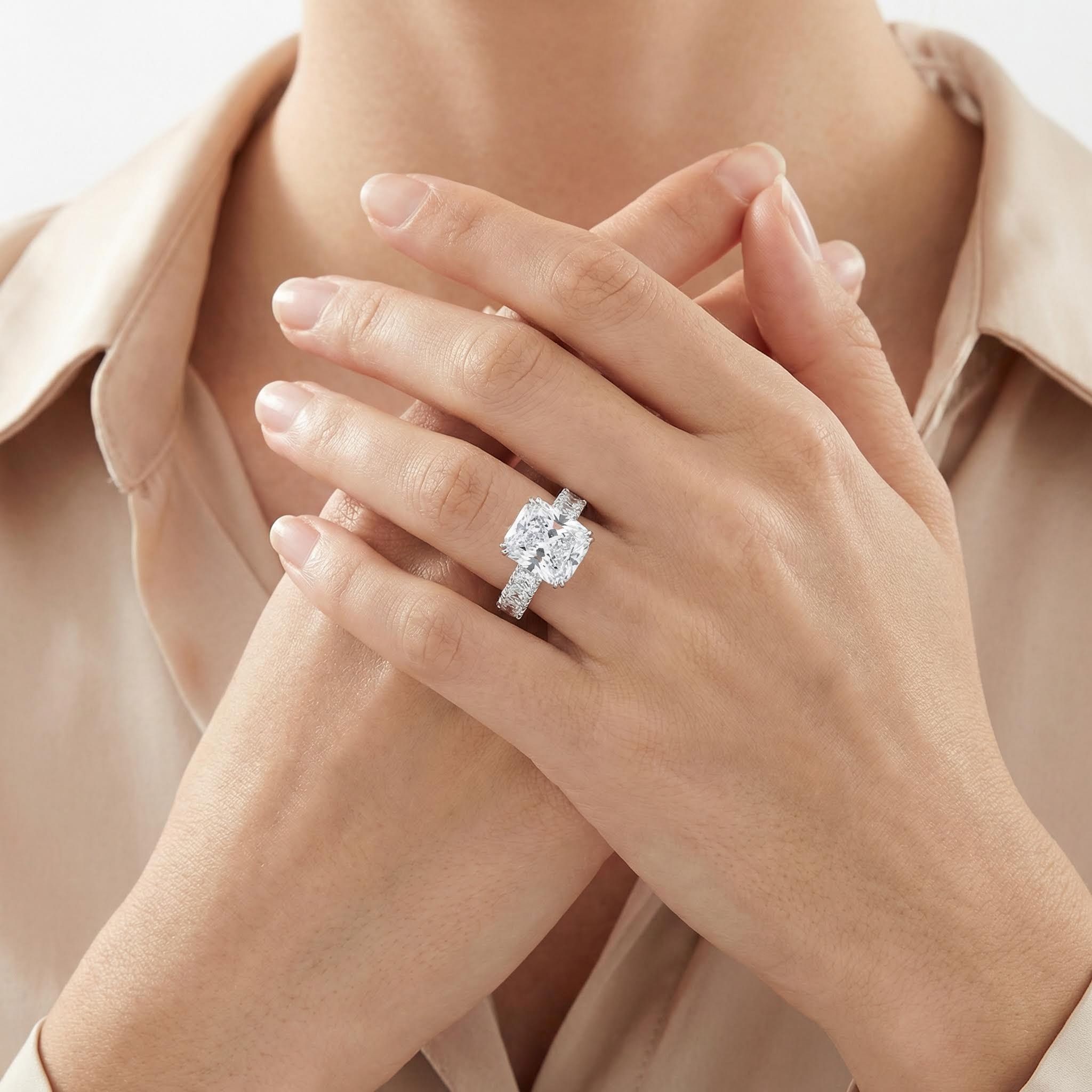 23.85CT Radiant Cut VVS Moissanite S925 Silver Engagement Ring Set