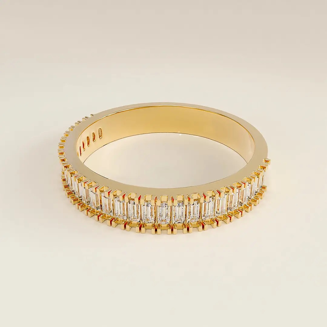 0.5CT Emerald Cut VVS Moissanite S925 Silver Wedding Band