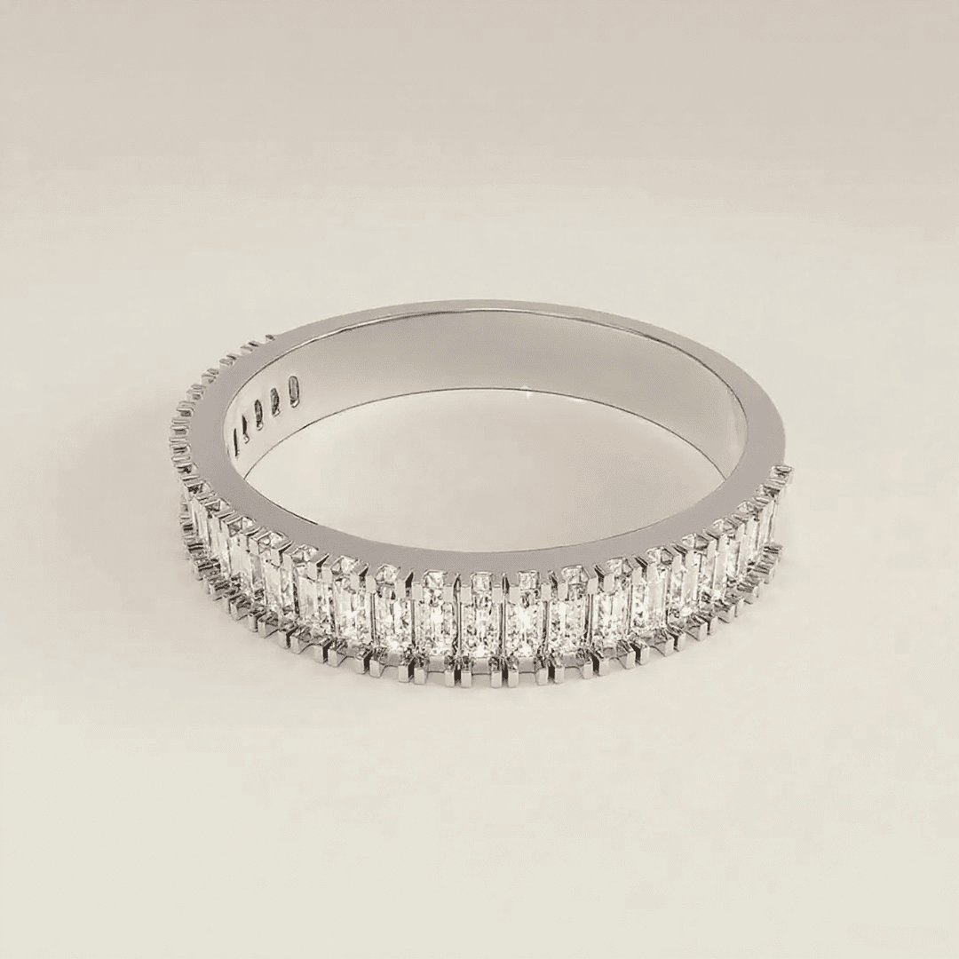 0.5CT Emerald Cut VVS Moissanite S925 Silver Wedding Band