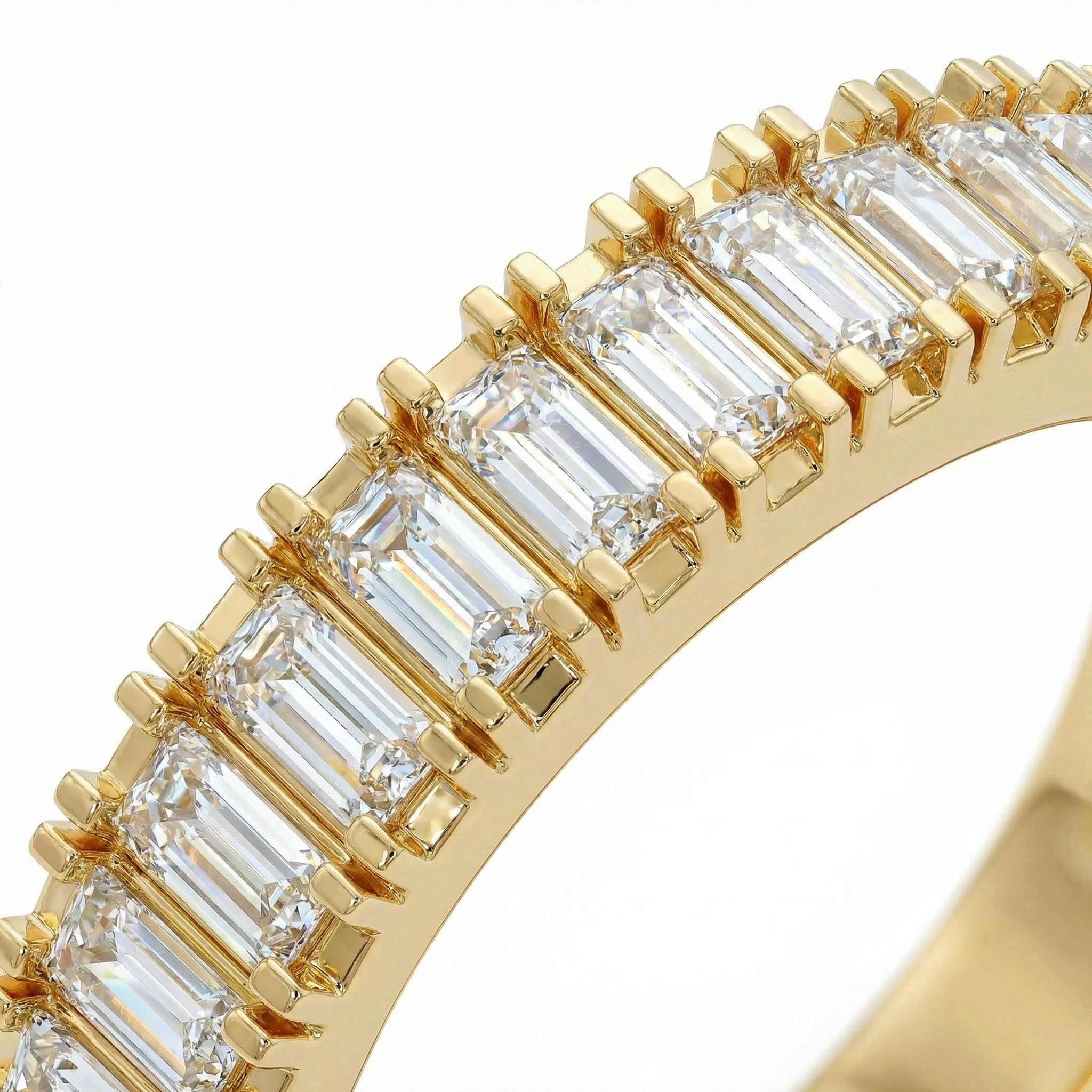 0.5CT Emerald Cut VVS Moissanite S925 Silver Wedding Band