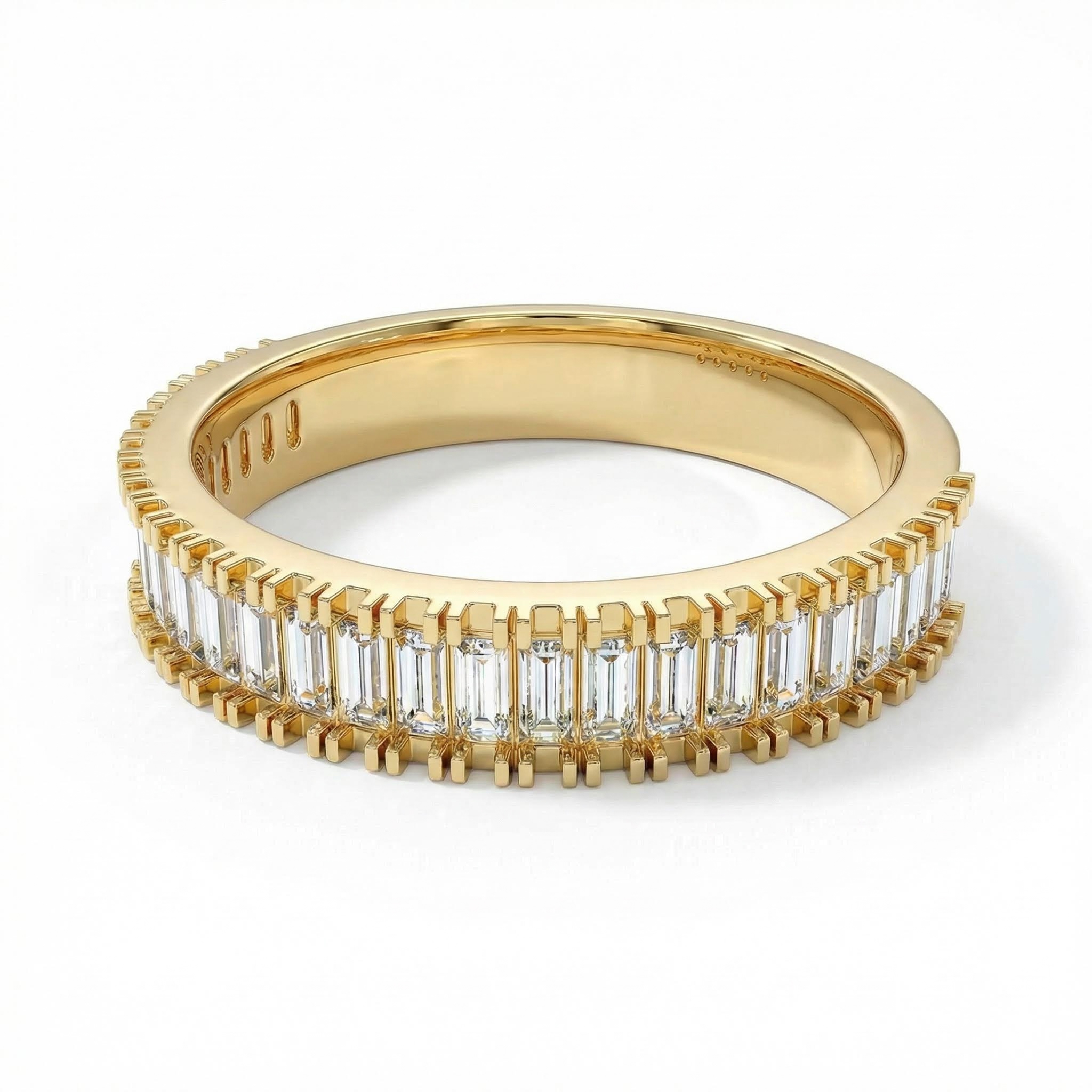 0.5CT Emerald Cut VVS Moissanite S925 Silver Wedding Band