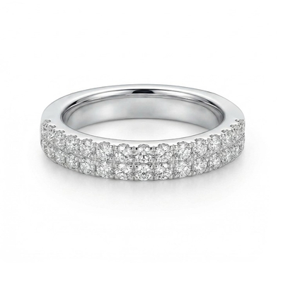Double Row 0.57ct. tw. Round Cut VVS Moissanite S925 Silver Wedding Band