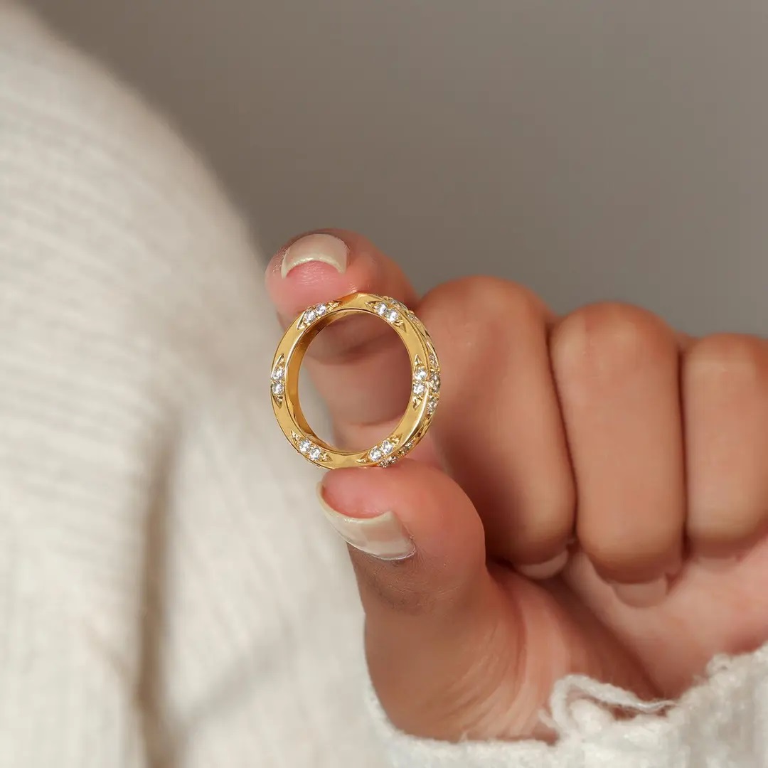 0.96CT Round Cut VVS Moissanite S925 Silver Wedding Band