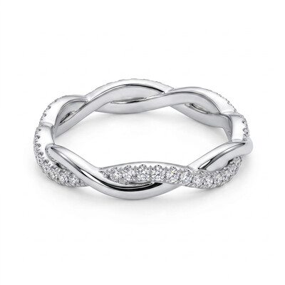 0.36CT Round Cut VVS Moissanite S925 Silver Twisted Wedding Band