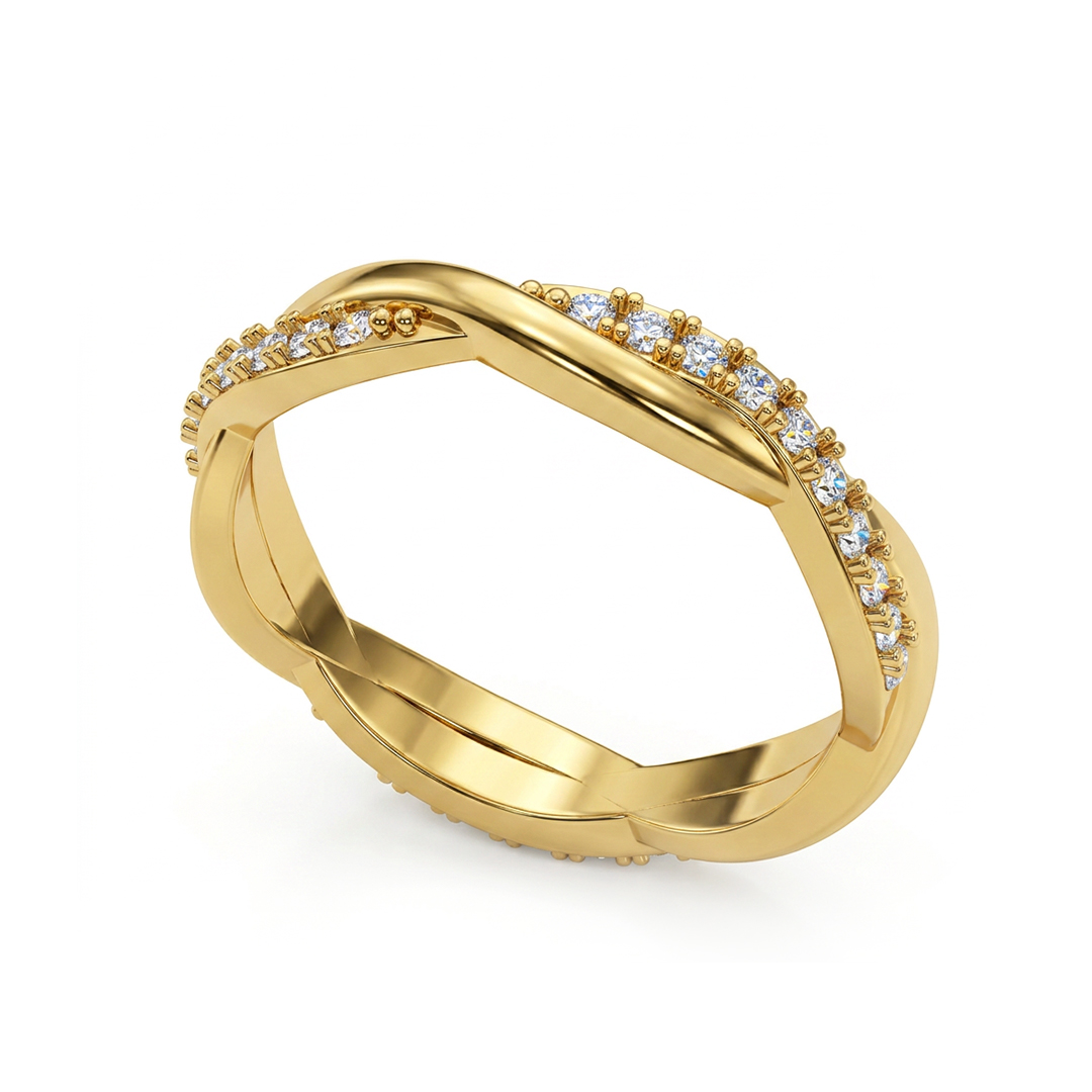 0.36CT Round Cut VVS Moissanite S925 Silver Twisted Wedding Band