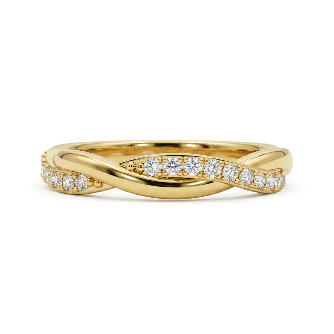 0.36CT Round Cut VVS Moissanite S925 Silver Twisted Wedding Band