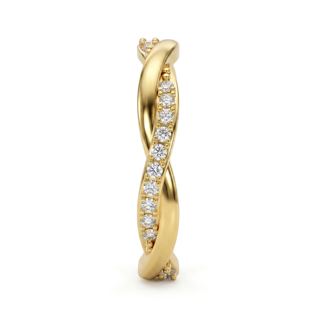 0.36CT Round Cut VVS Moissanite S925 Silver Twisted Wedding Band