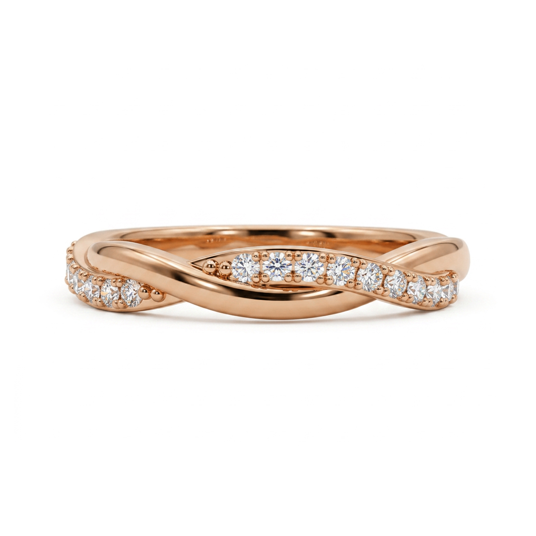 0.36CT Round Cut VVS Moissanite S925 Silver Twisted Wedding Band