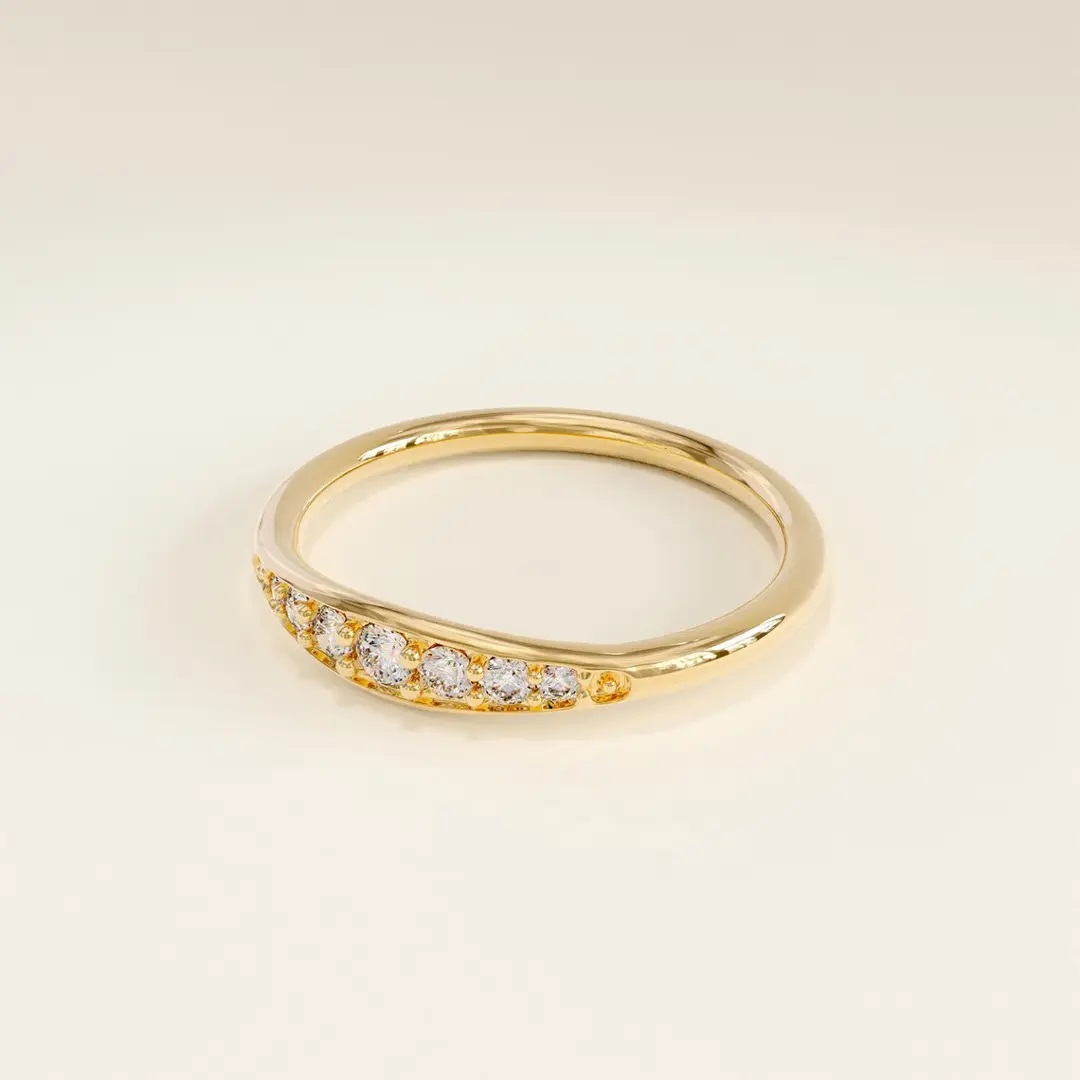 0.24CT Round Cut VVS Moissanite S925 Silver Wedding Band