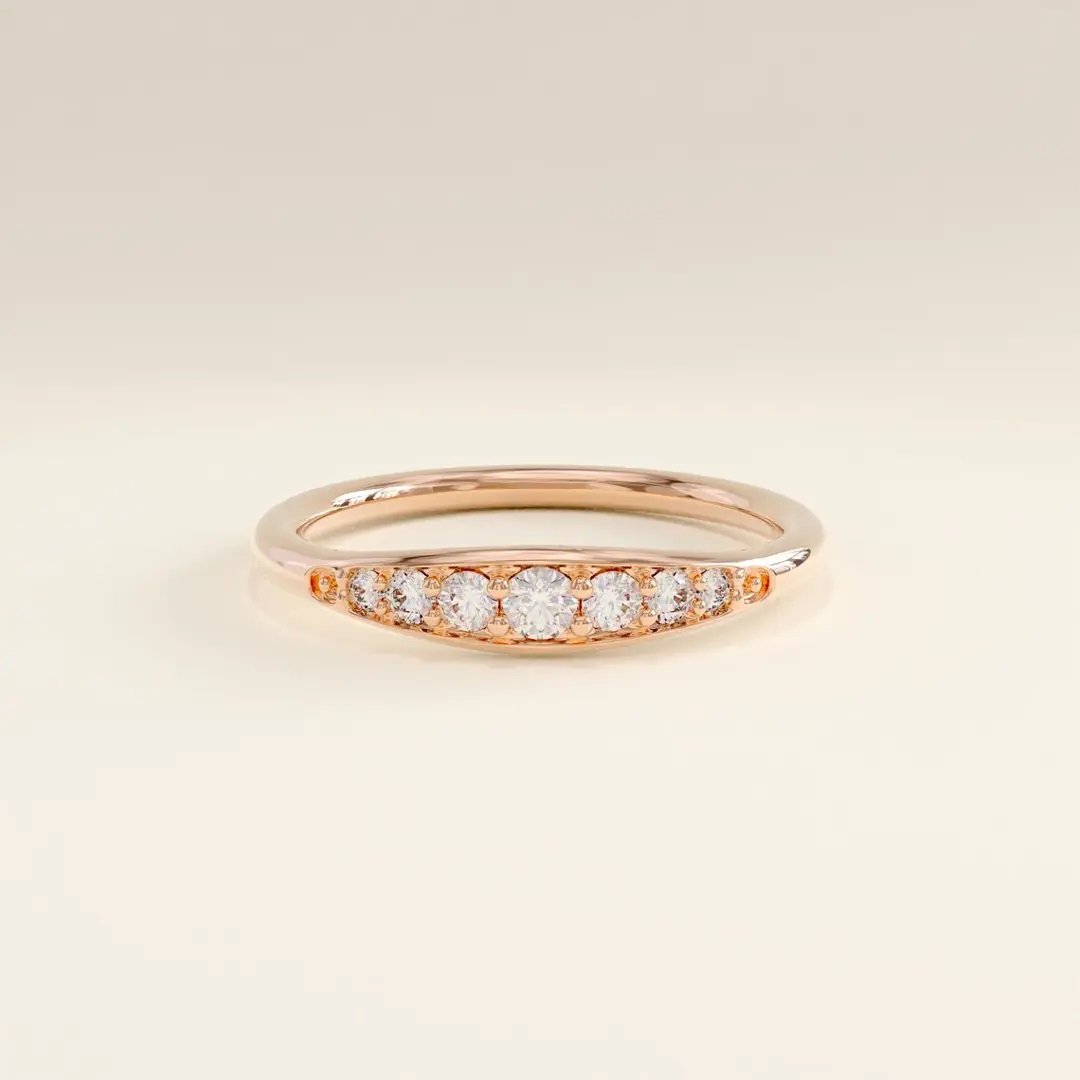 0.24CT Round Cut VVS Moissanite S925 Silver Wedding Band