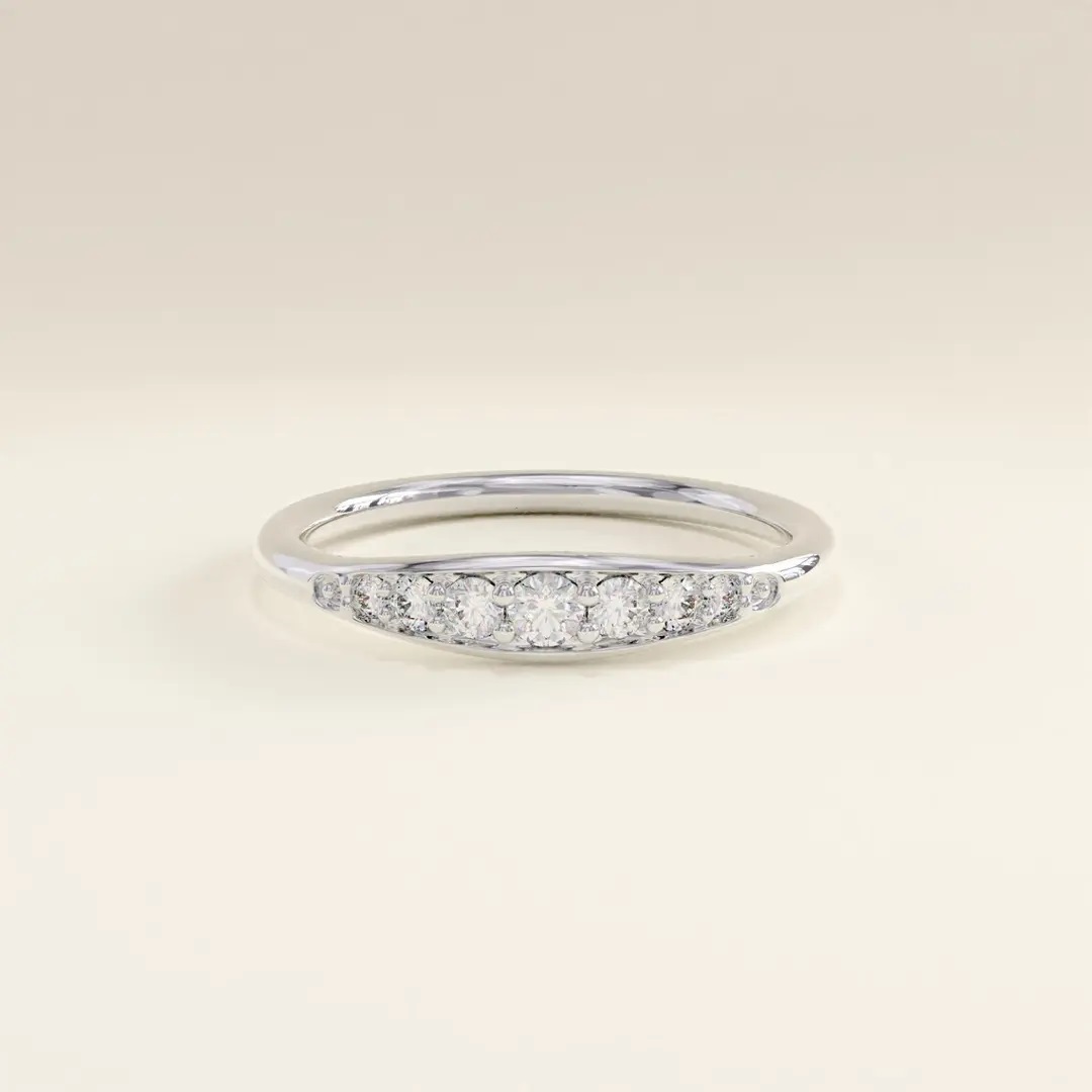 0.24CT Round Cut VVS Moissanite S925 Silver Wedding Band