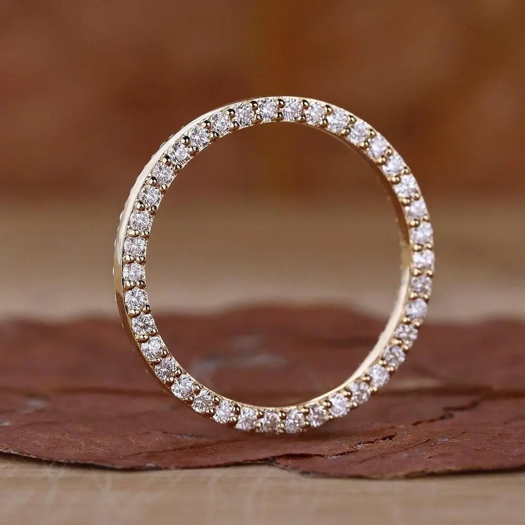 1.11CT Double Side Pave VVS Moissanite S925 Silver Wedding Band