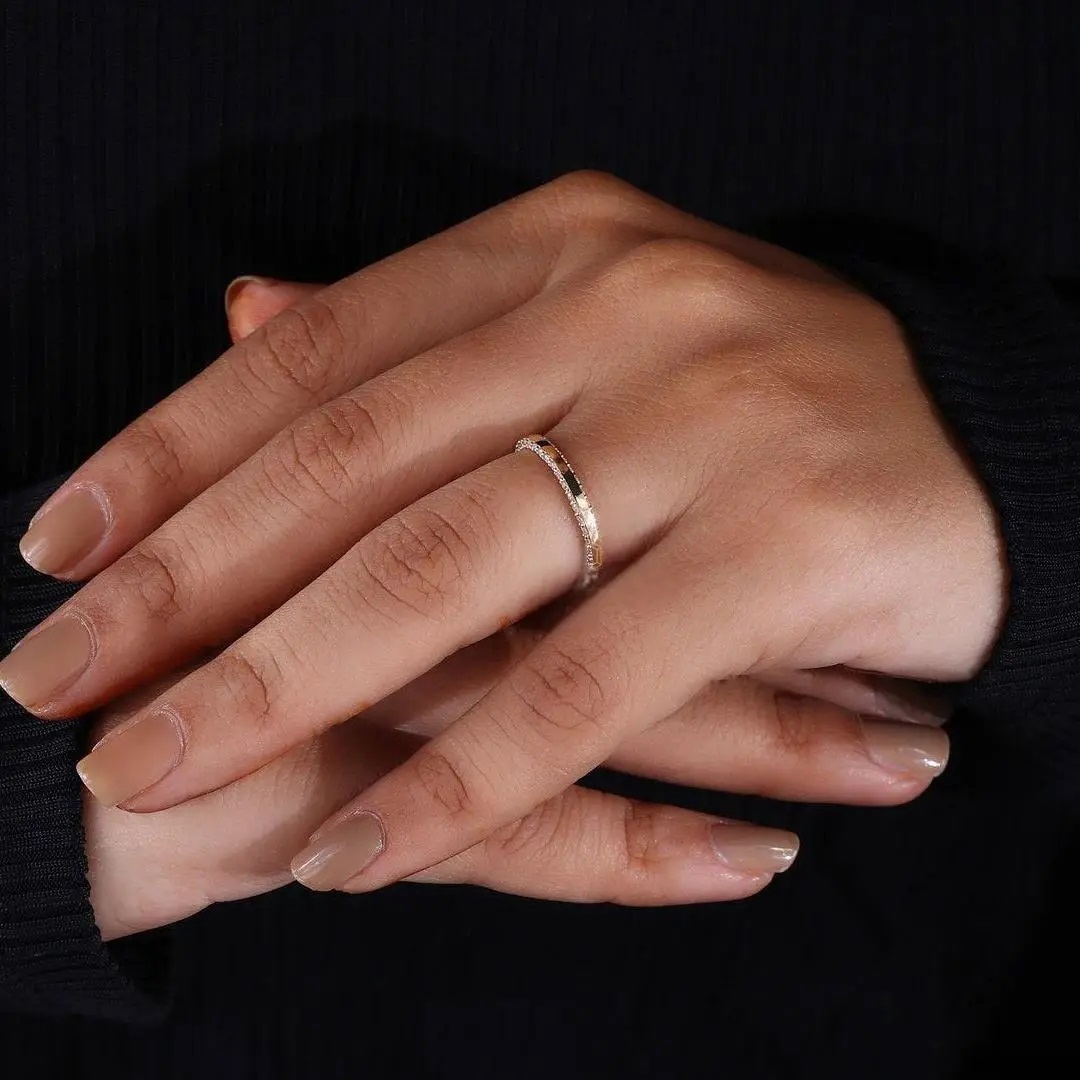 1.11CT Double Side Pave VVS Moissanite S925 Silver Wedding Band