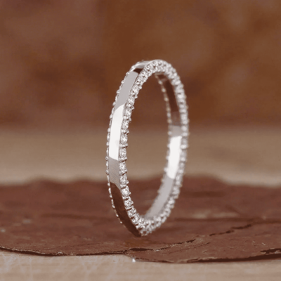 1.11CT Double Side Pave VVS Moissante S925 Silver Wedding Band