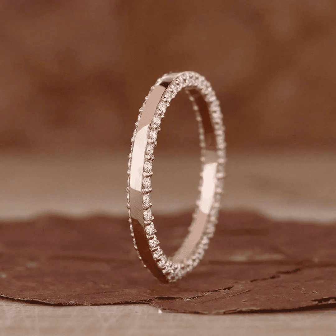 1.11CT Double Side Pave VVS Moissanite S925 Silver Wedding Band