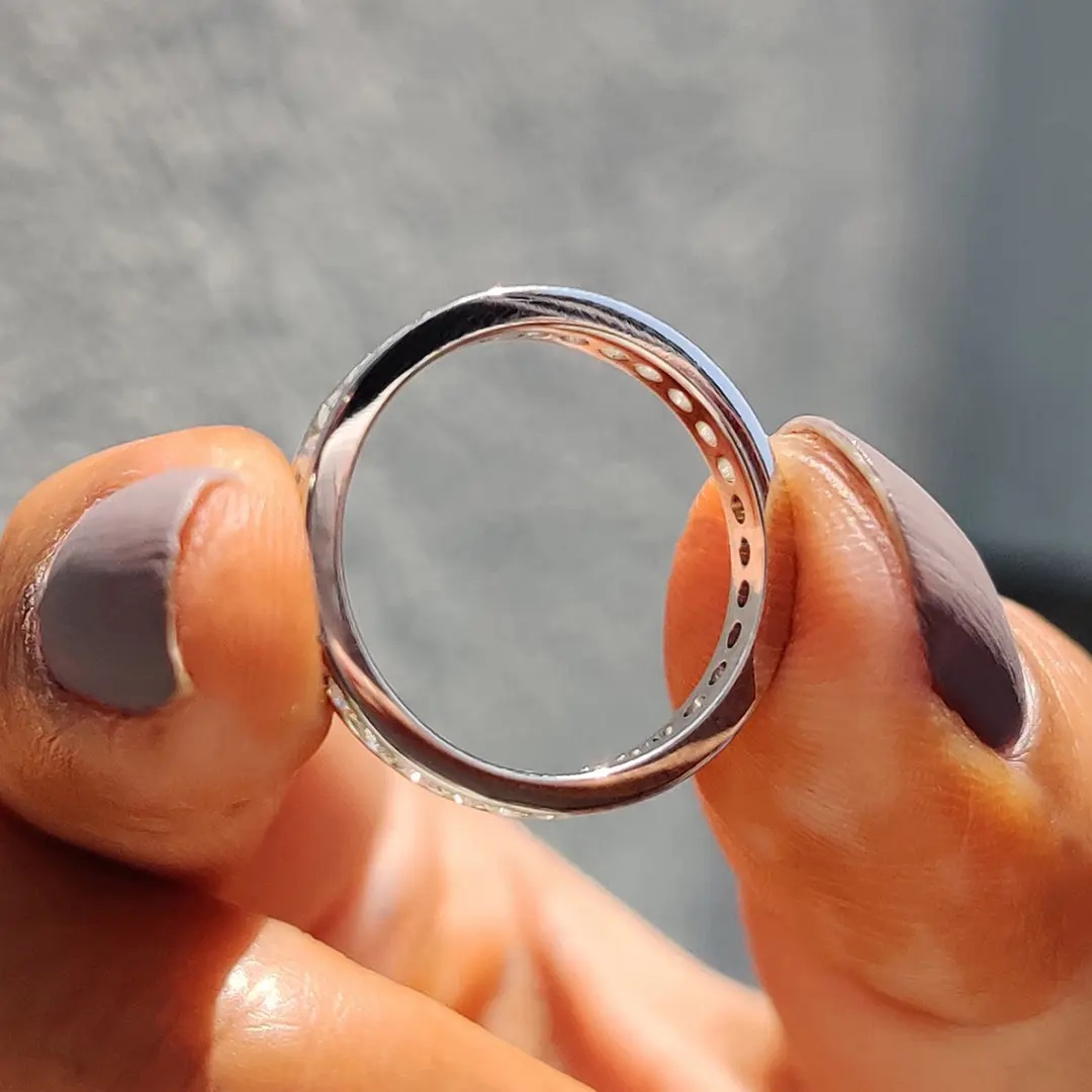 0.87CT Round Cut Colorless VVS Moissanite S925 Silver Full Eternity Wedding Band