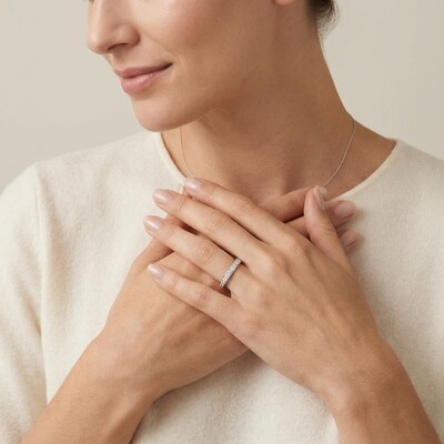 0.87CT Round Cut Colorless VVS Moissanite S925 Silver Full Eternity Wedding Band