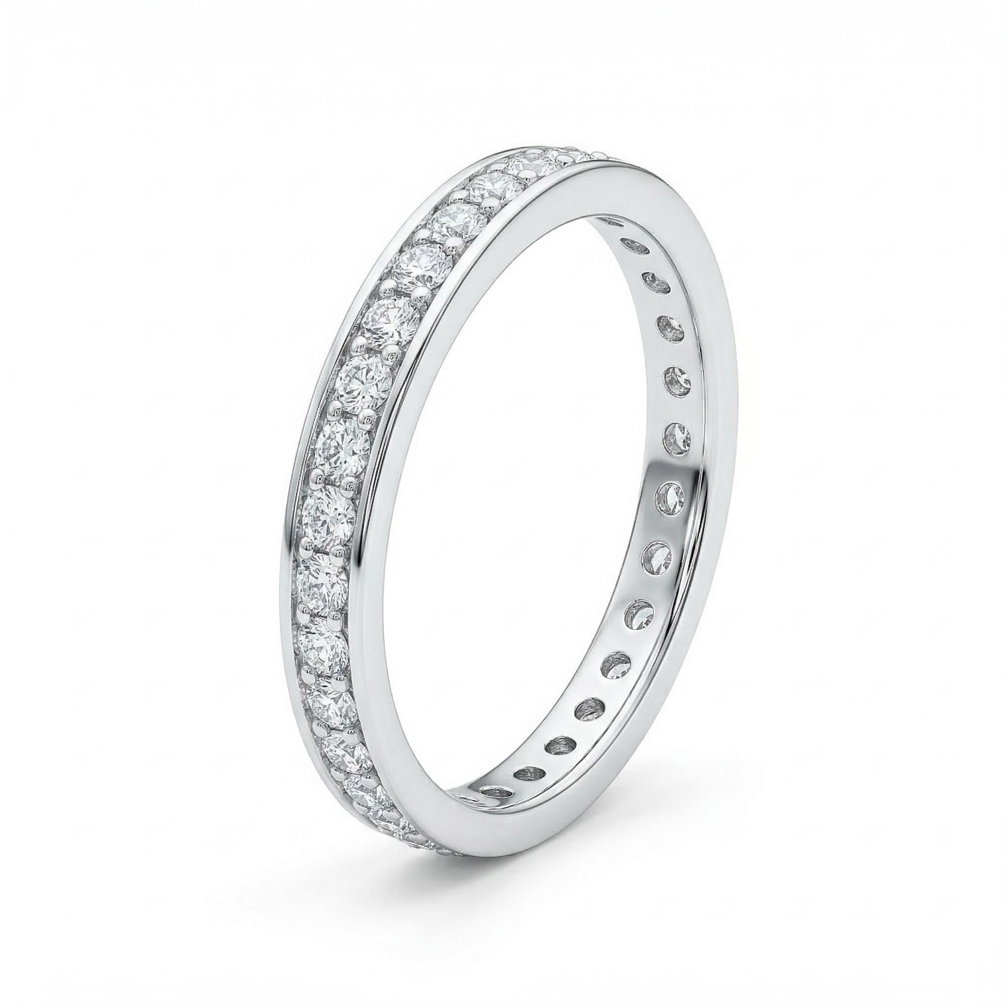 0.87CT Round Cut Colorless VVS Moissanite S925 Silver Full Eternity Wedding Band