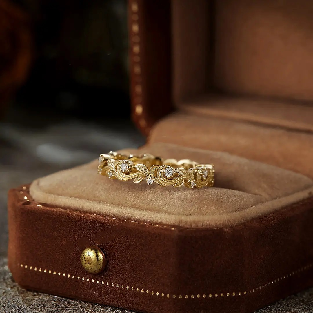 0.35CT Round Cut VVS Moissanite S925 Silver Wedding Band