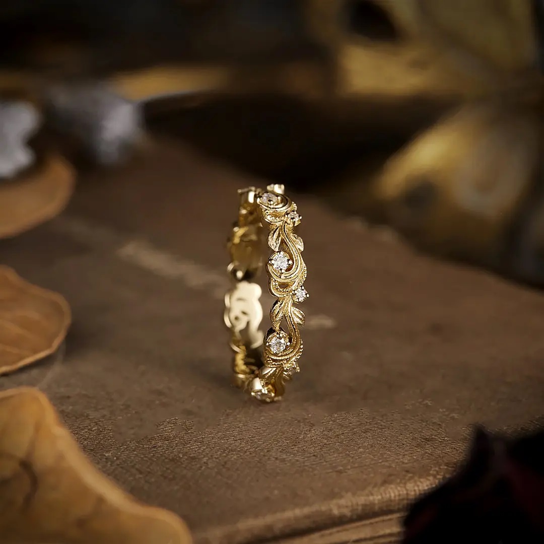 0.35CT Round Cut VVS Moissanite S925 Silver Wedding Band