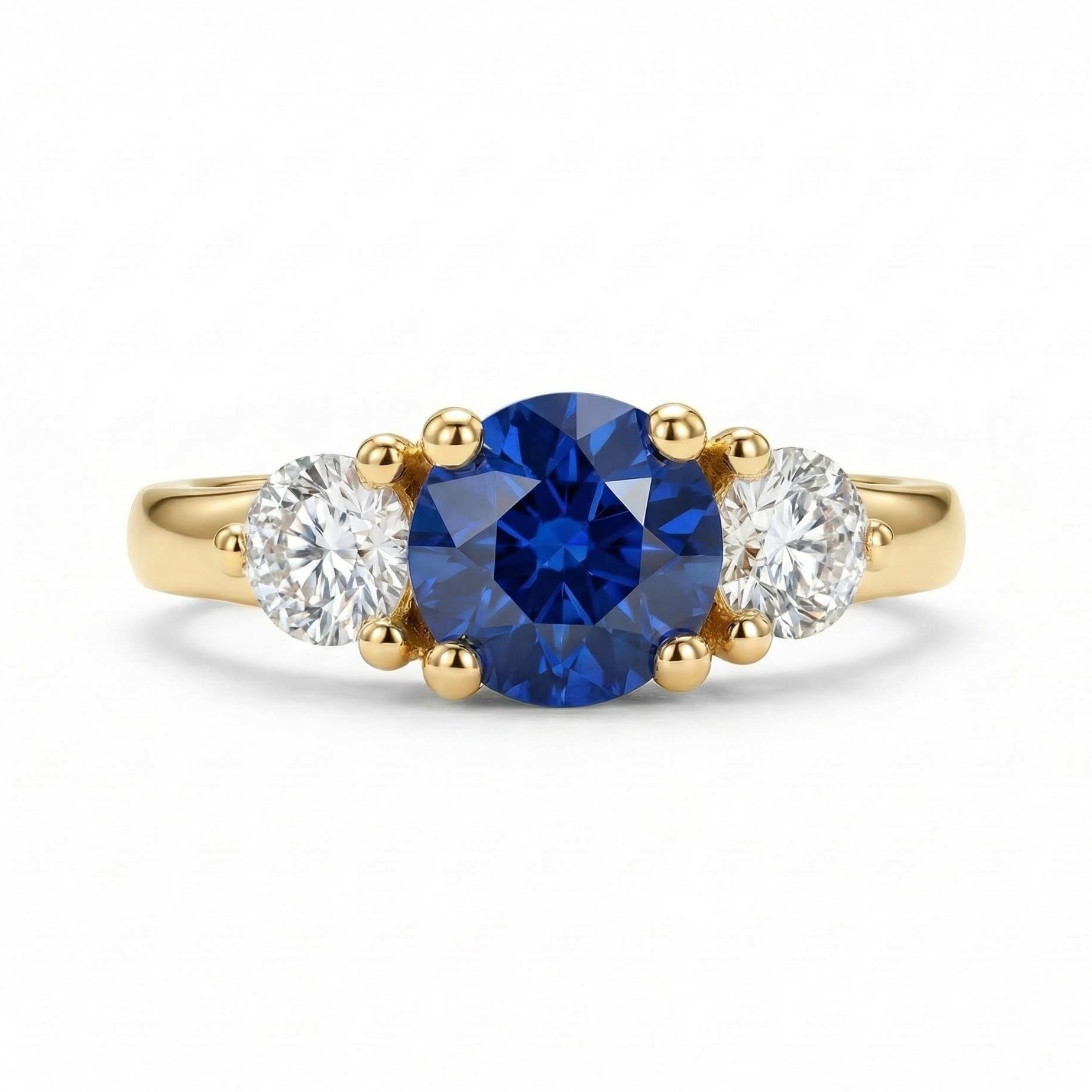 1.6ct. tw. Round Cut Blue & White Diamond Engagement Ring