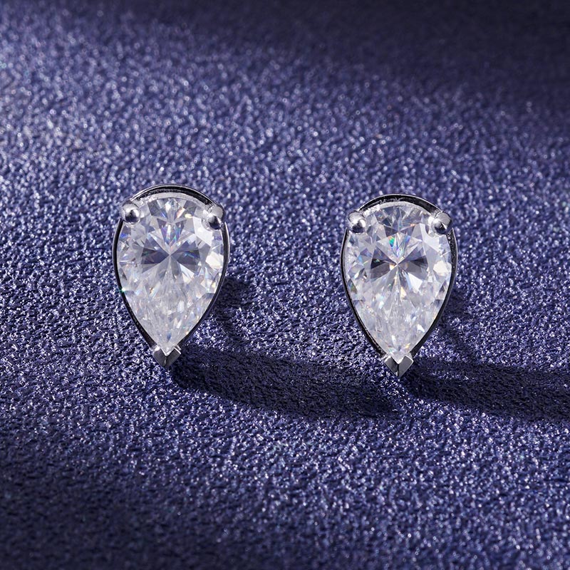 Custom Pear Cut CZ Stone Earrings