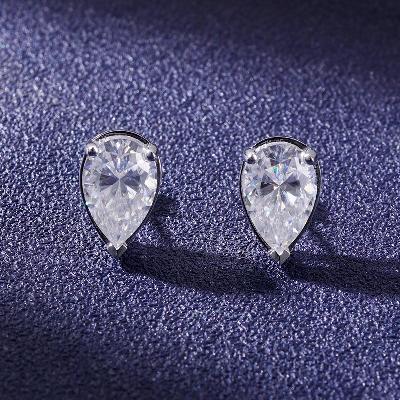 Custom Pear Cut CZ Stone Earrings