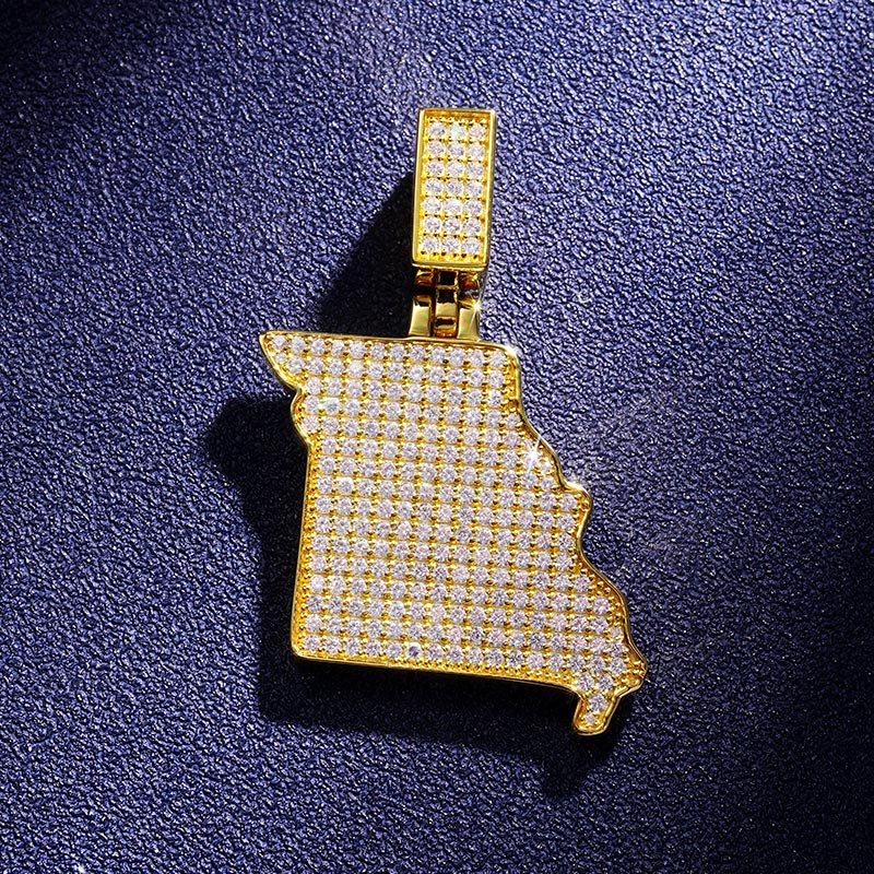 Custom Iced S925 Silver Map Pendant Deposit