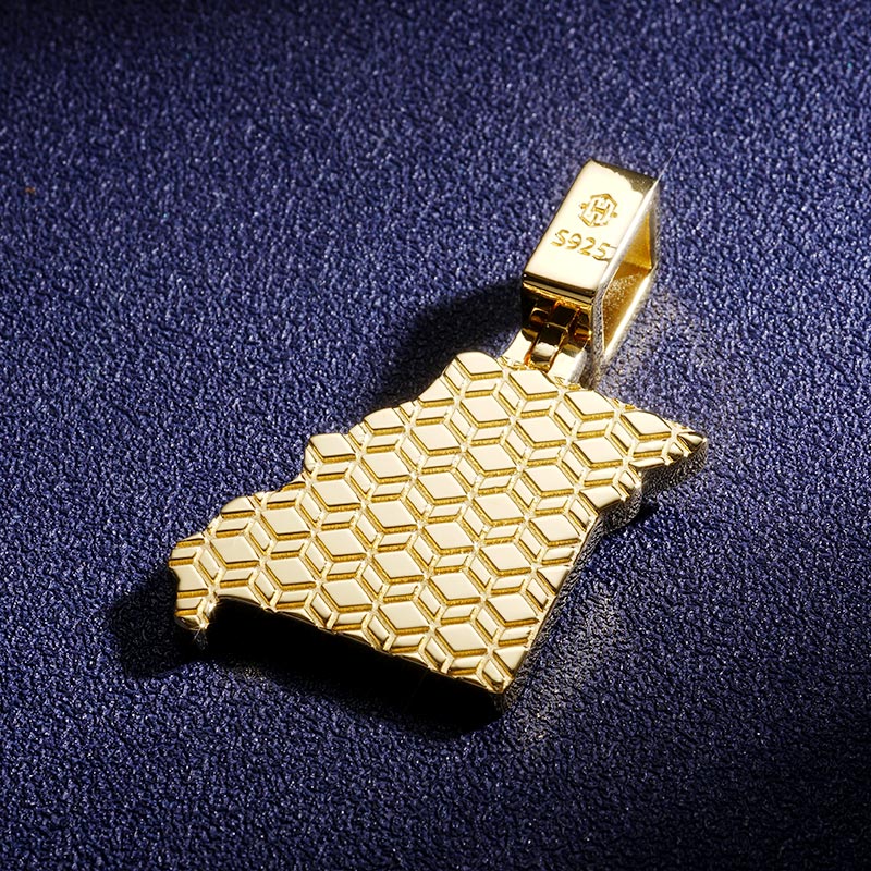 Custom Iced S925 Silver Map Pendant Deposit