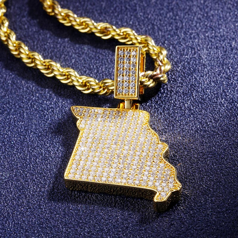 Custom Iced S925 Silver Map Pendant Deposit