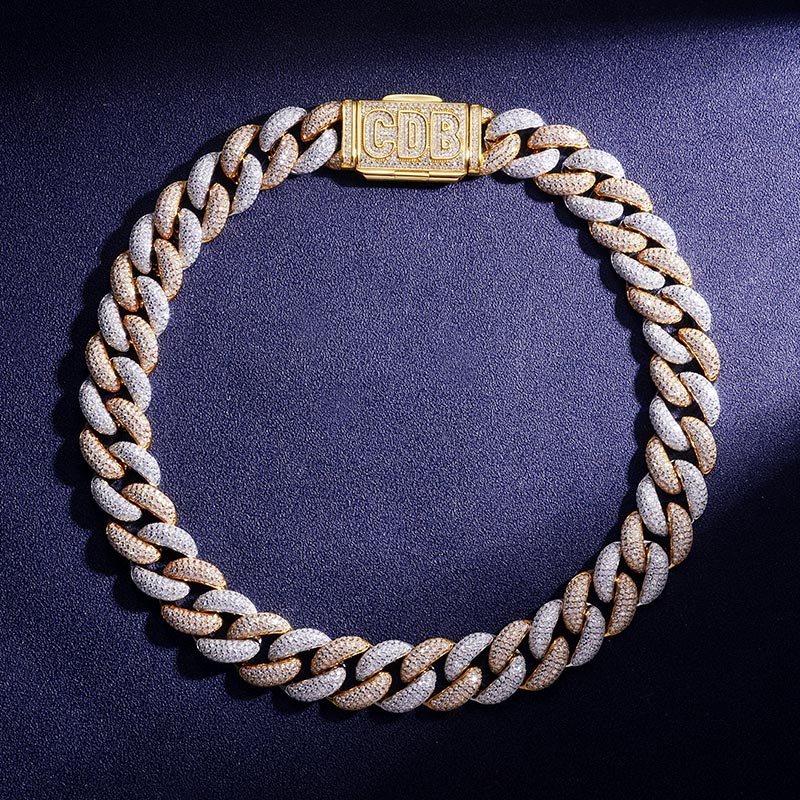 Custom VVS1 Moissanite Two Tone Cuban Chain Deposit