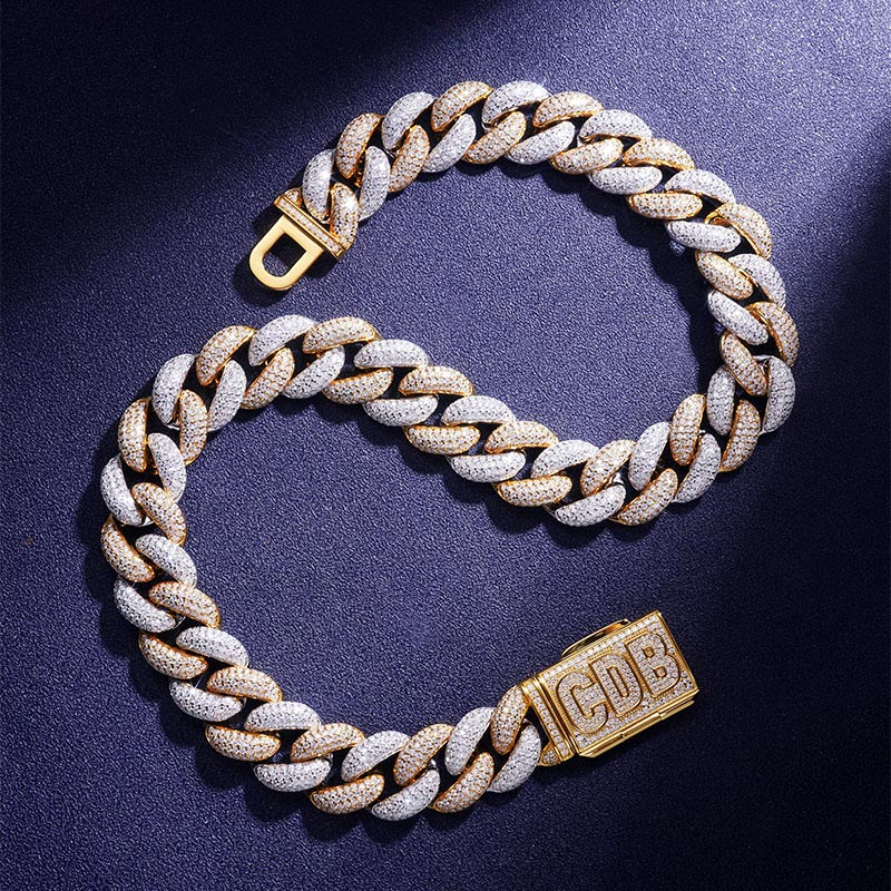 Custom VVS1 Moissanite Two Tone Cuban Chain Deposit