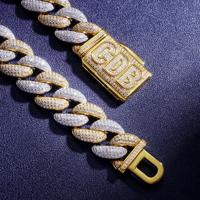 Custom VVS1 Moissanite Two Tone Cuban Chain Deposit
