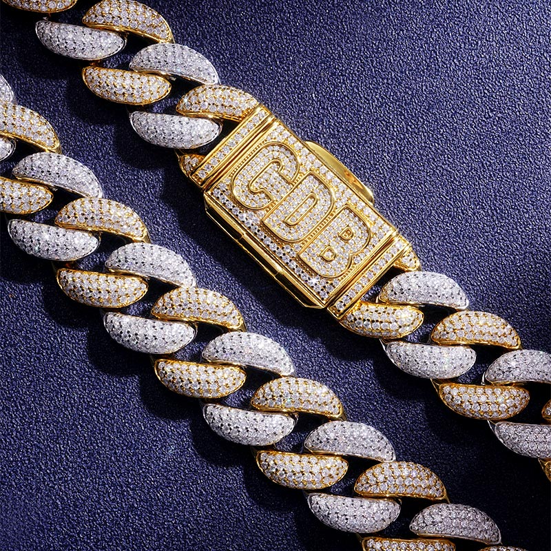 Custom VVS1 Moissanite Two Tone Cuban Chain Deposit