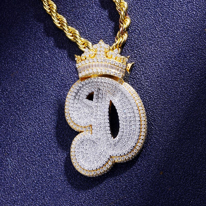 Custom VVS1 Moissanite Letter & Crwon Pendant Deposit