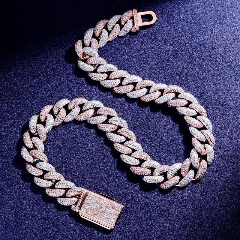 Custom VVS1 Moissanite Two-Tone Cuban Chain Deposit
