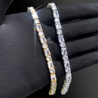 5mm Baguette&Round Stone Tennis Bracelet