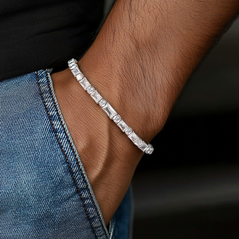 5mm Baguette&Round Stone Tennis Bracelet