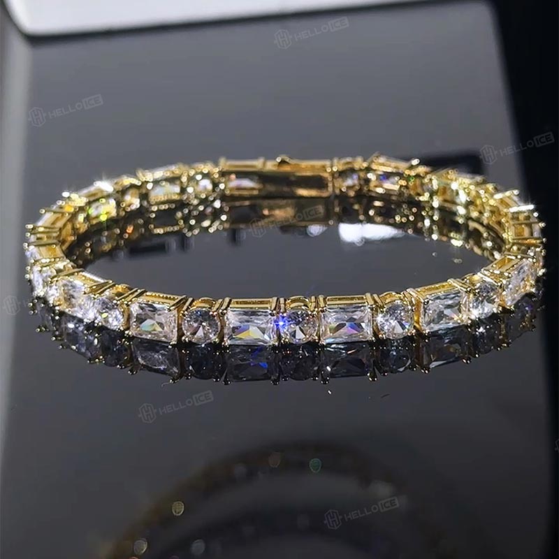 5mm Baguette&Round Stone Tennis Bracelet