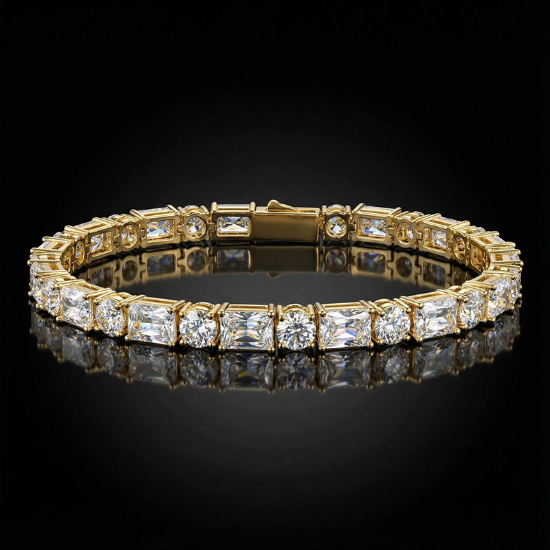 5mm Baguette&Round Stone Tennis Bracelet 5mm Baguette&Round Stone Tennis Bracelet